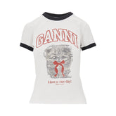 GANNI XS kitty print t-shirt
