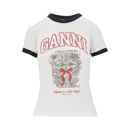 GANNI XS kitty print t-shirt