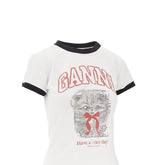 GANNI XS kitty print t-shirt