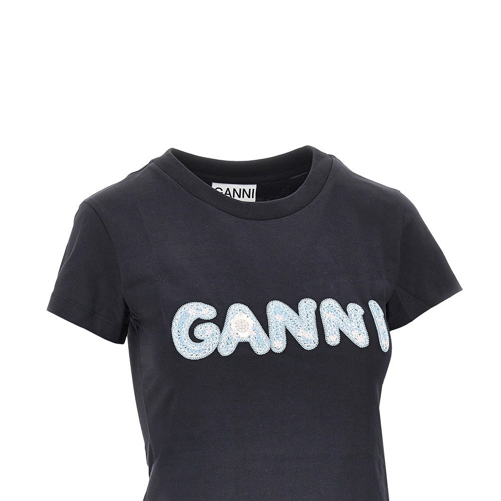 cotton t-shirt with logo embroidery