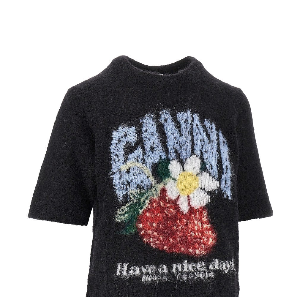 GANNI XS wool-blend knitted top