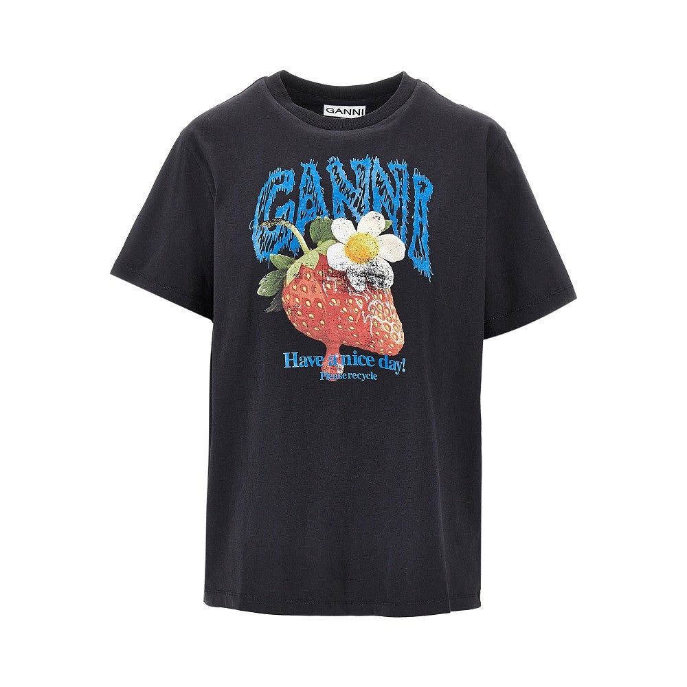 GANNI M cotton t-shirt with strawberry print
