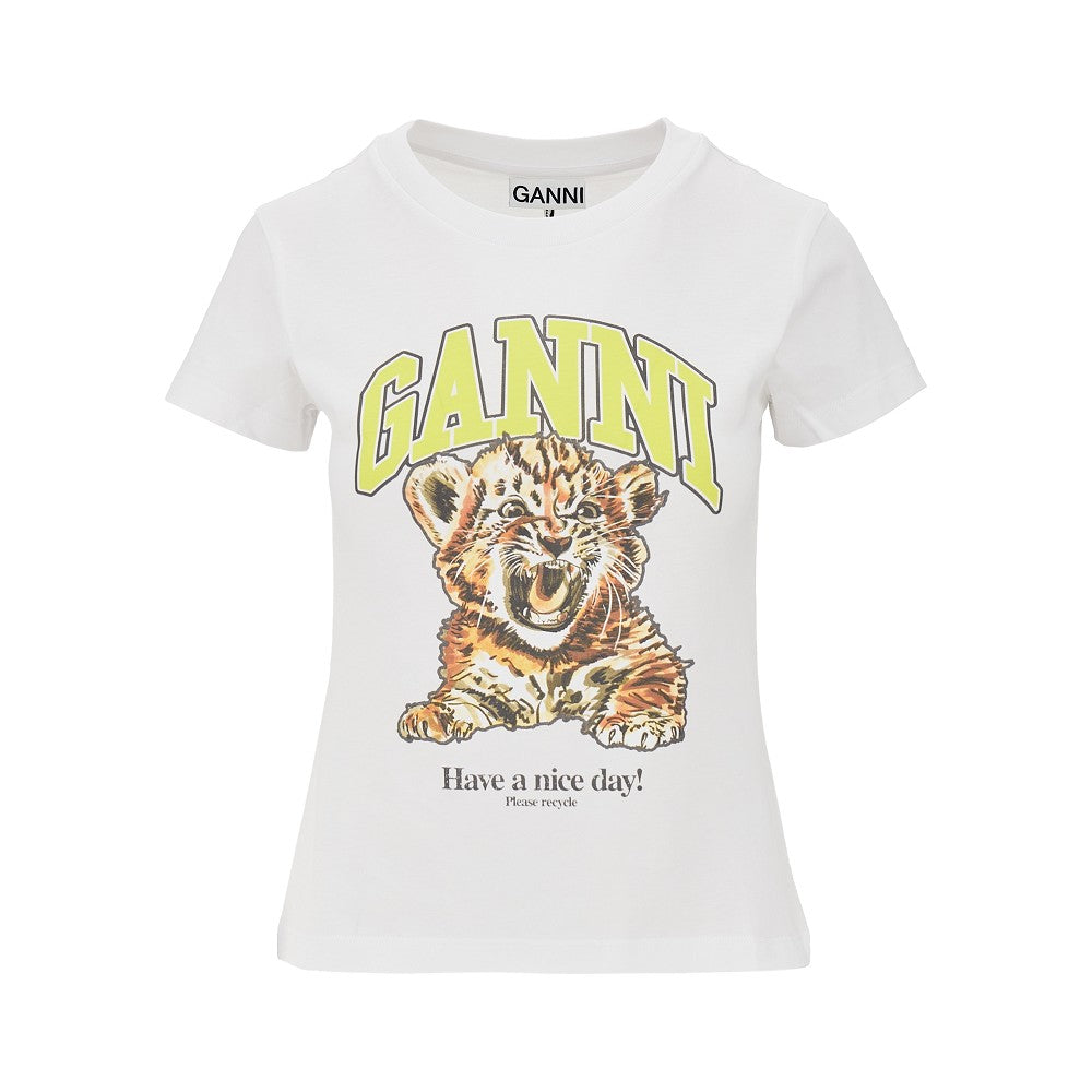GANNI XS jersey t-shirt with tiger print