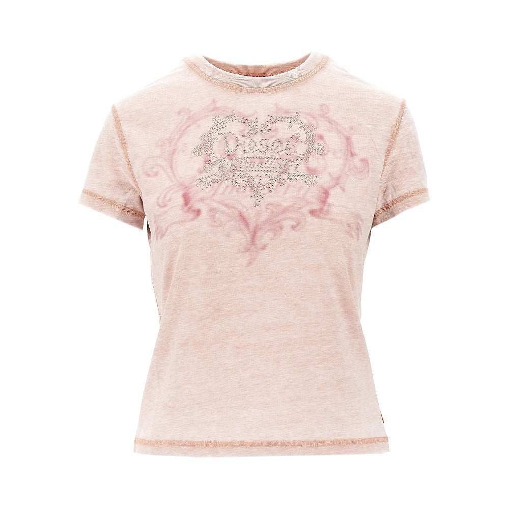 DIESEL M strass-embellished burnout-effect t-shirt