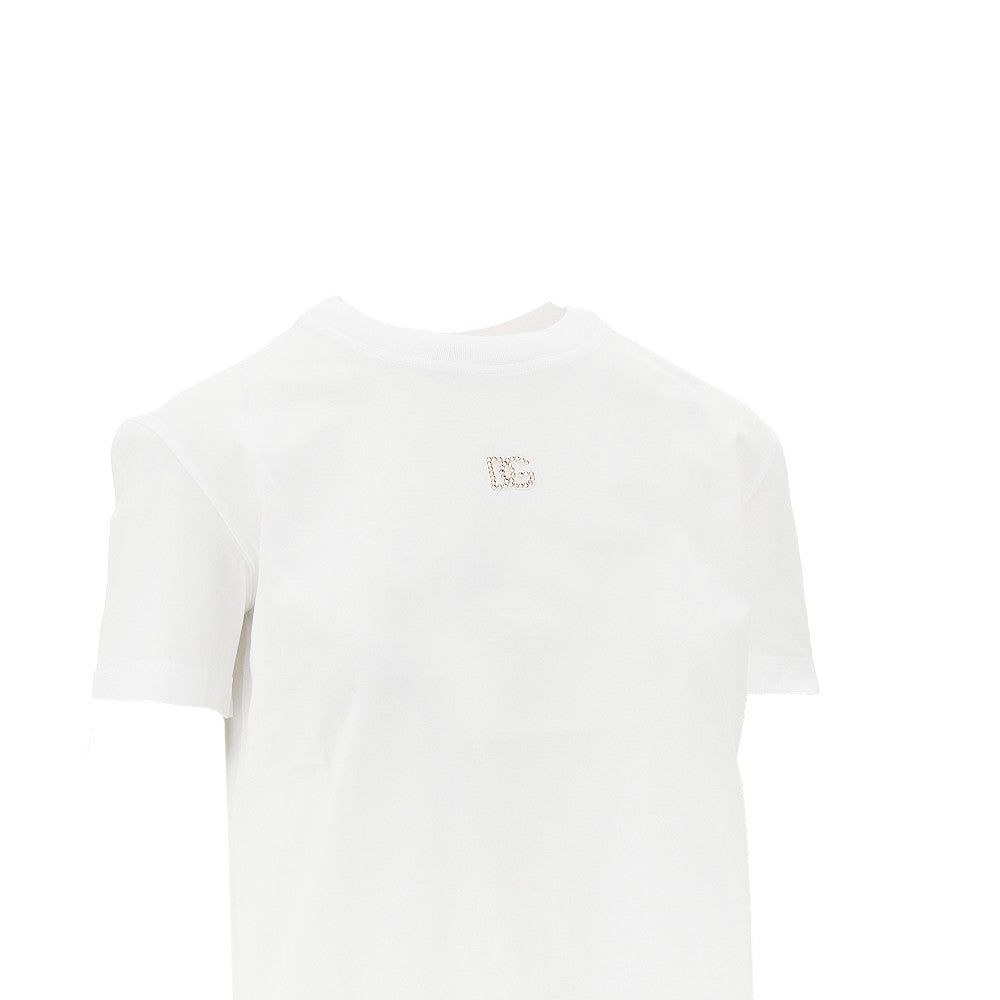 DOLCE&amp;GABBANA 38 strass logo t-shirt