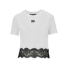 cropped t-shirt with lace trimming