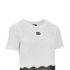 cropped t-shirt with lace trimming