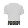 cropped t-shirt with lace trimming