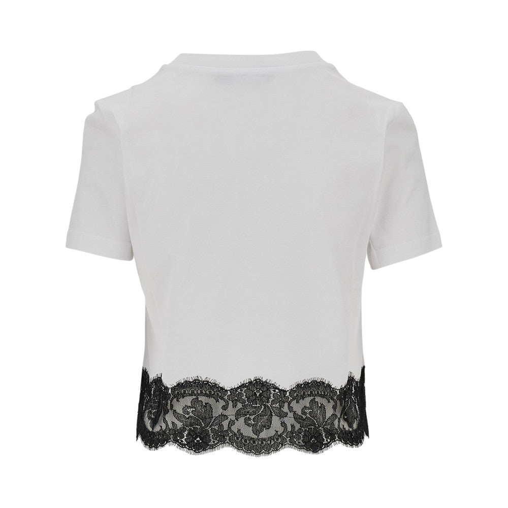 cropped t-shirt with lace trimming
