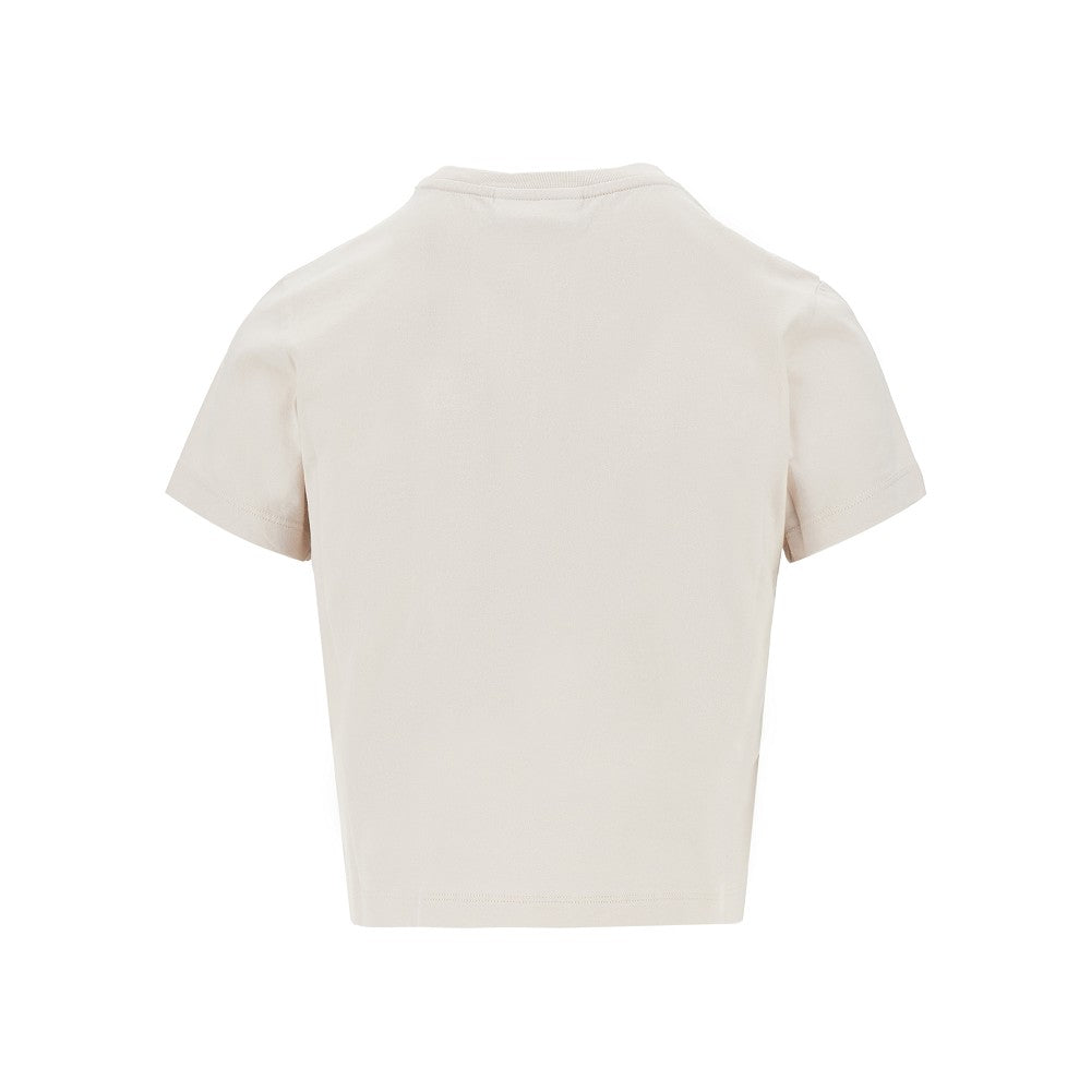 poetic script print cropped t-shirt