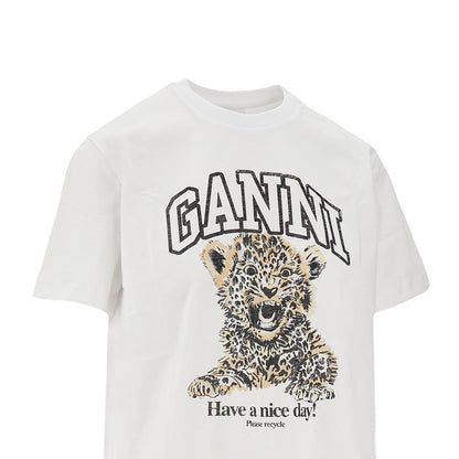 GANNI XS leopard print organic cotton t-shirt