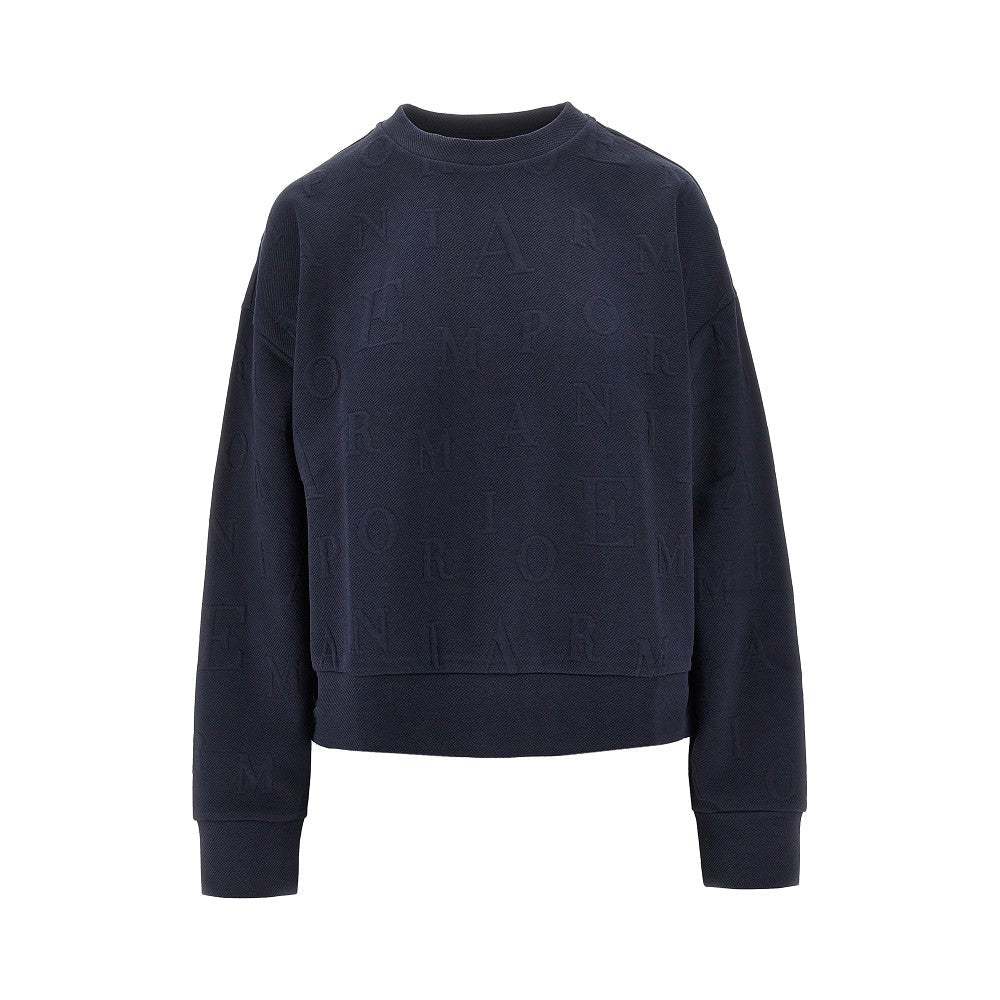 embossed logo motif crewneck sweatshirt