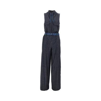 lightweight denim jumpsuit with belt
