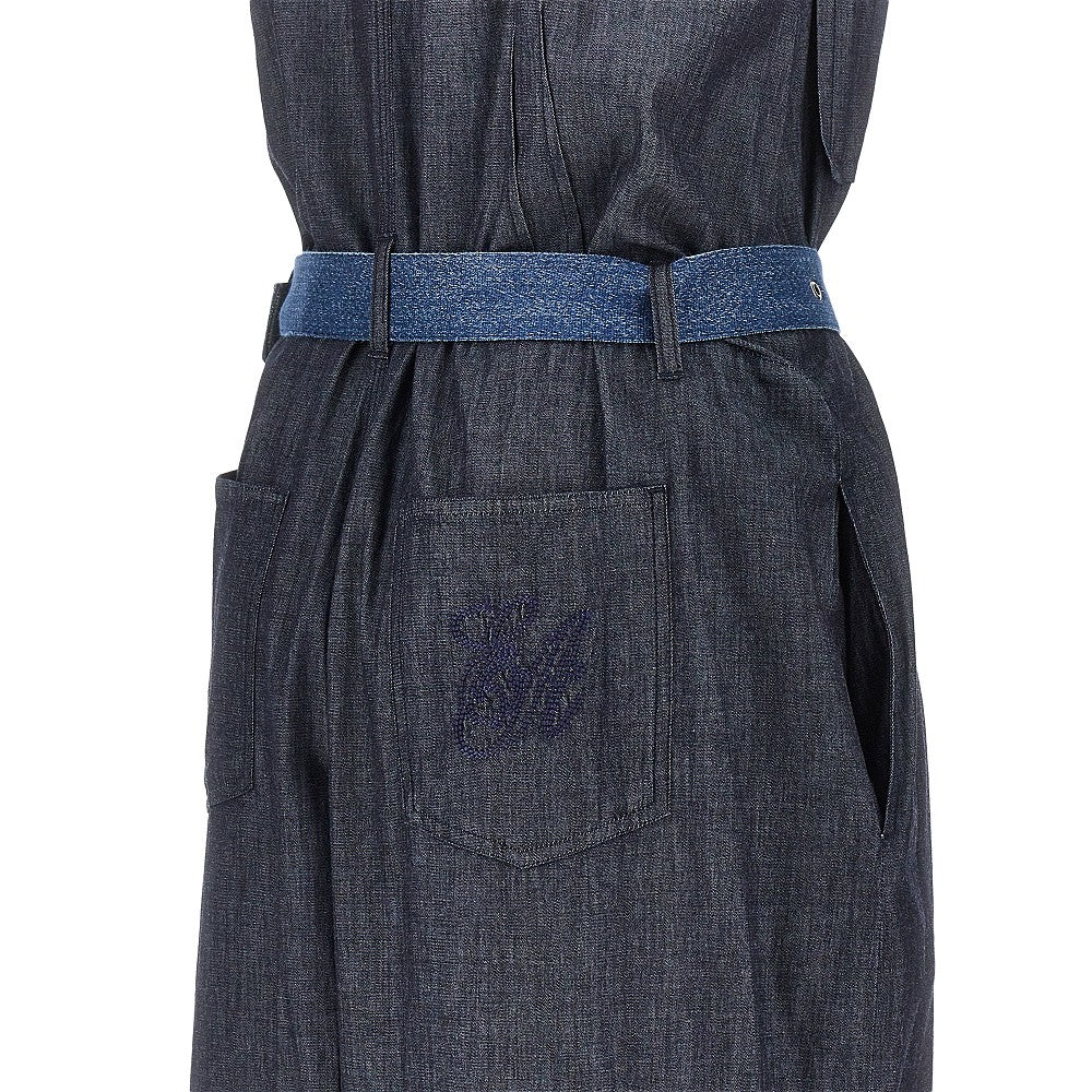 lightweight denim jumpsuit with belt