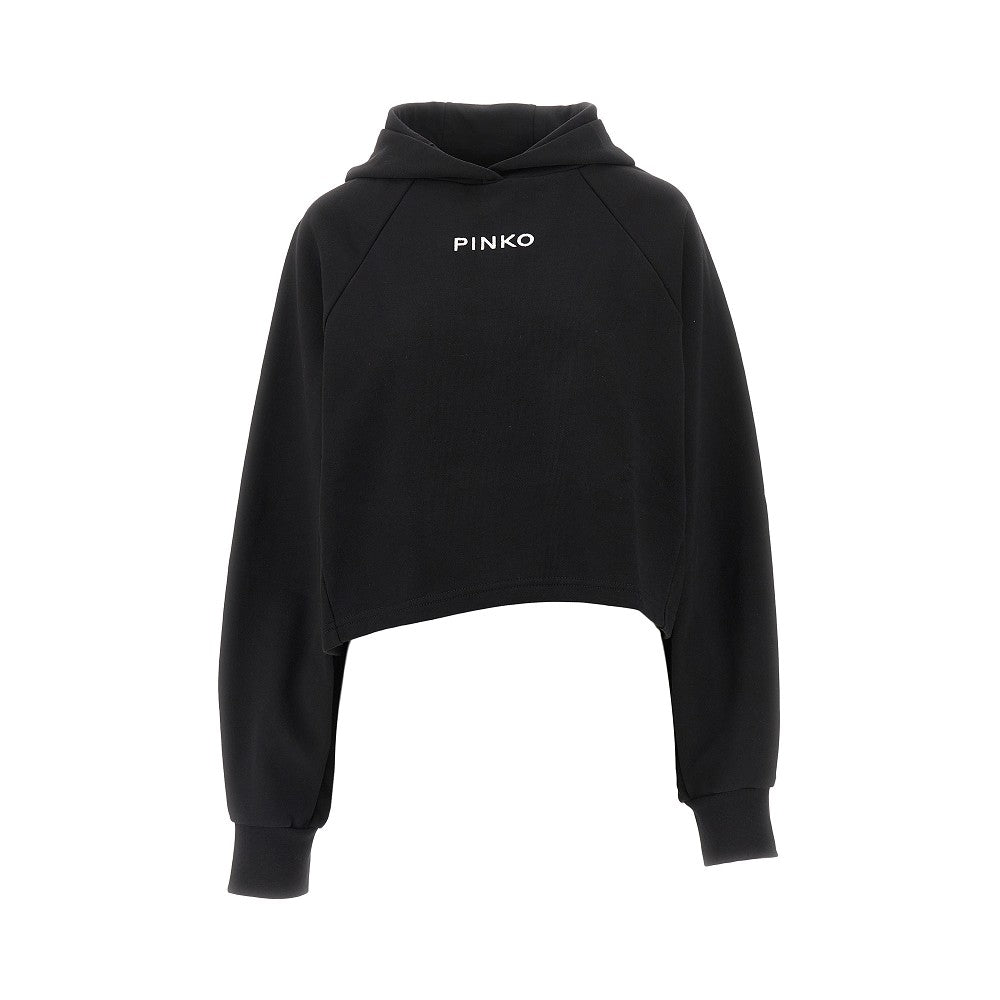 PINKO XS logo embroidery cropped hoodie