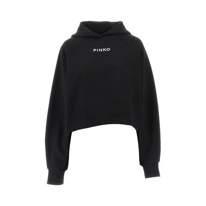 PINKO XS logo embroidery cropped hoodie
