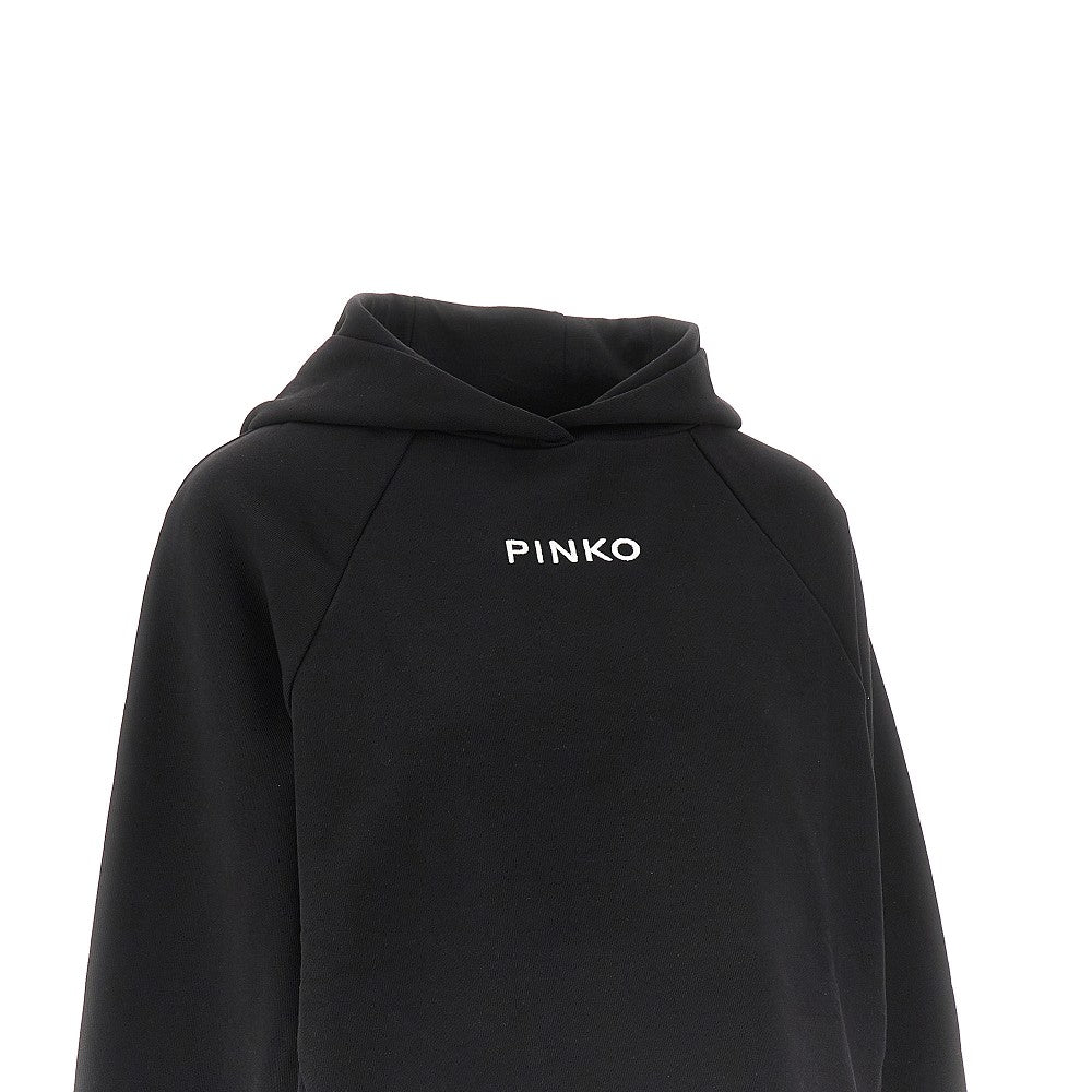 PINKO XS logo embroidery cropped hoodie