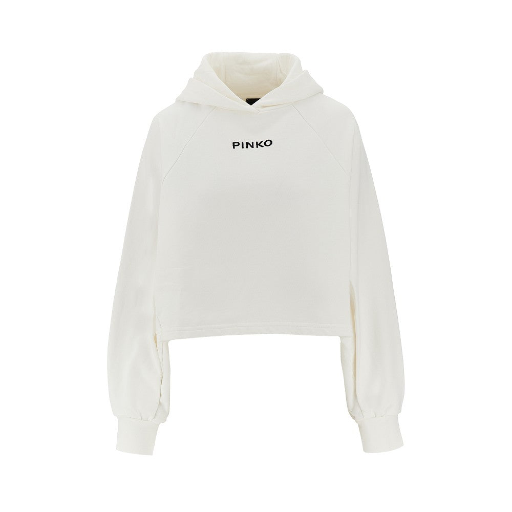 PINKO XS logo embroidery cropped hoodie