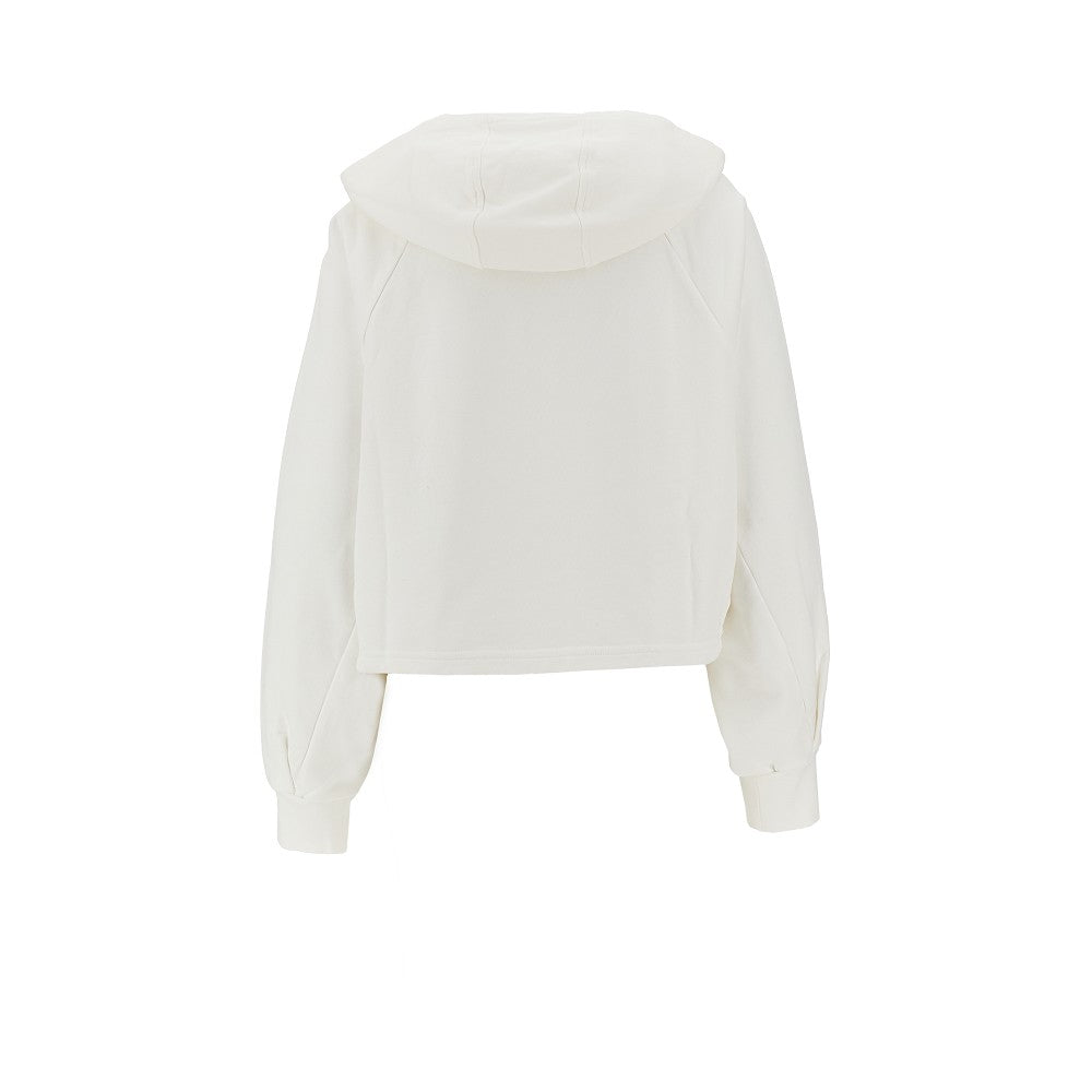 PINKO XS logo embroidery cropped hoodie