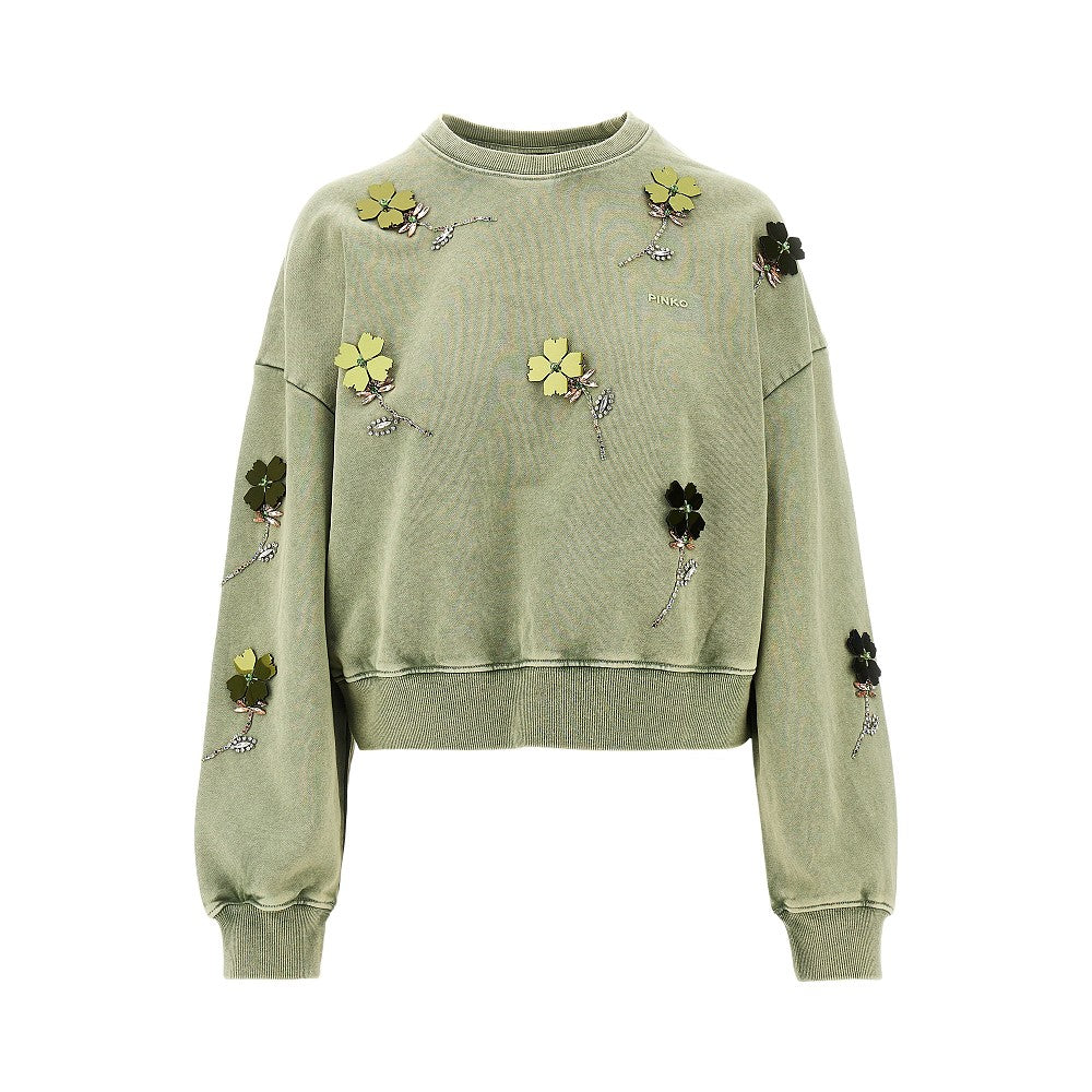 PINKO XS jewelled floral embroidery sweatshirt