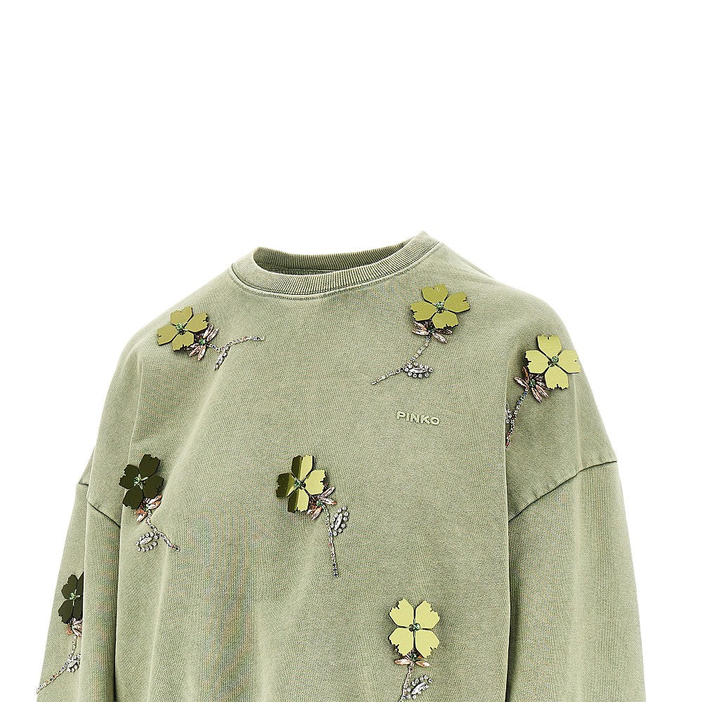 PINKO XS jewelled floral embroidery sweatshirt