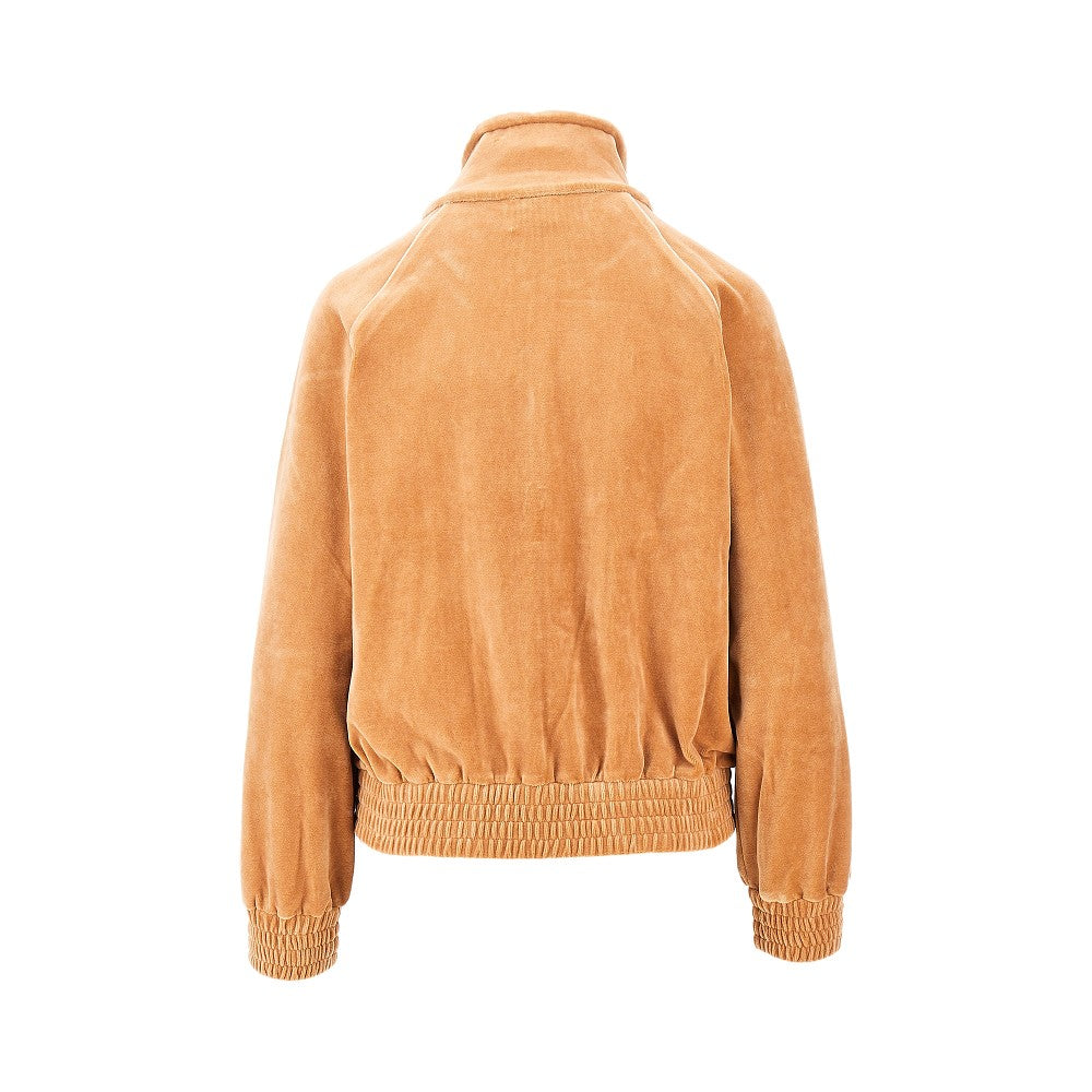 velvet full-zip sweatshirt