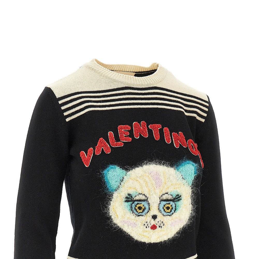 VALENTINO S le chat de la maison embroidered sweater