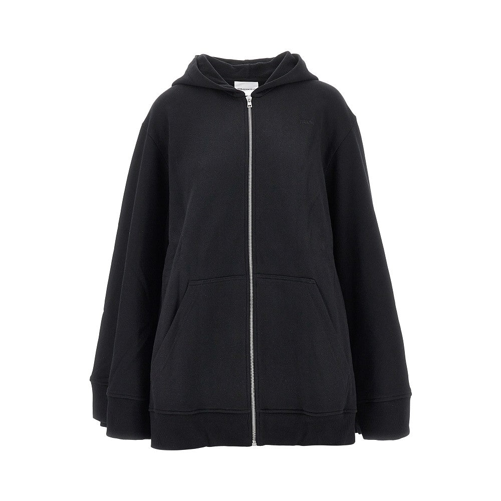 full-zip cape hoodie