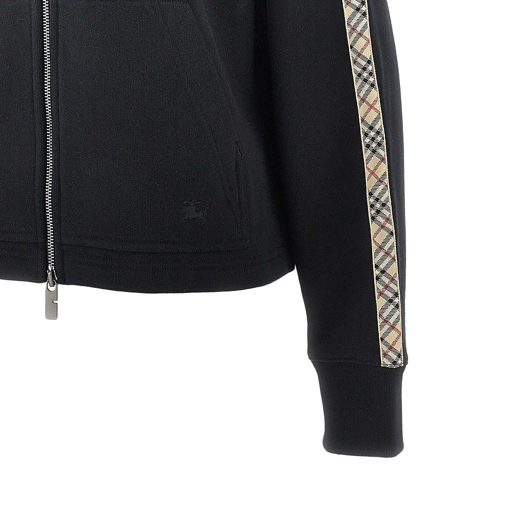 BURBERRY XS full-zip hoodie with check trimmings
