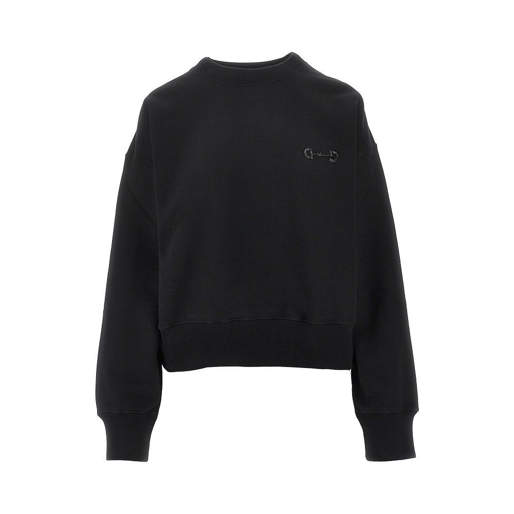 beaded horsebit embroidery sweatshirt