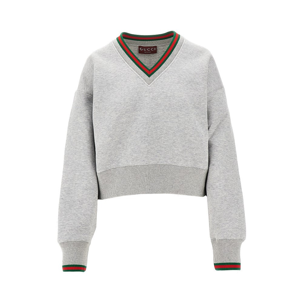 GUCCI XS v-neck sweatshirt with web trims