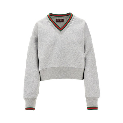GUCCI XS v-neck sweatshirt with web trims