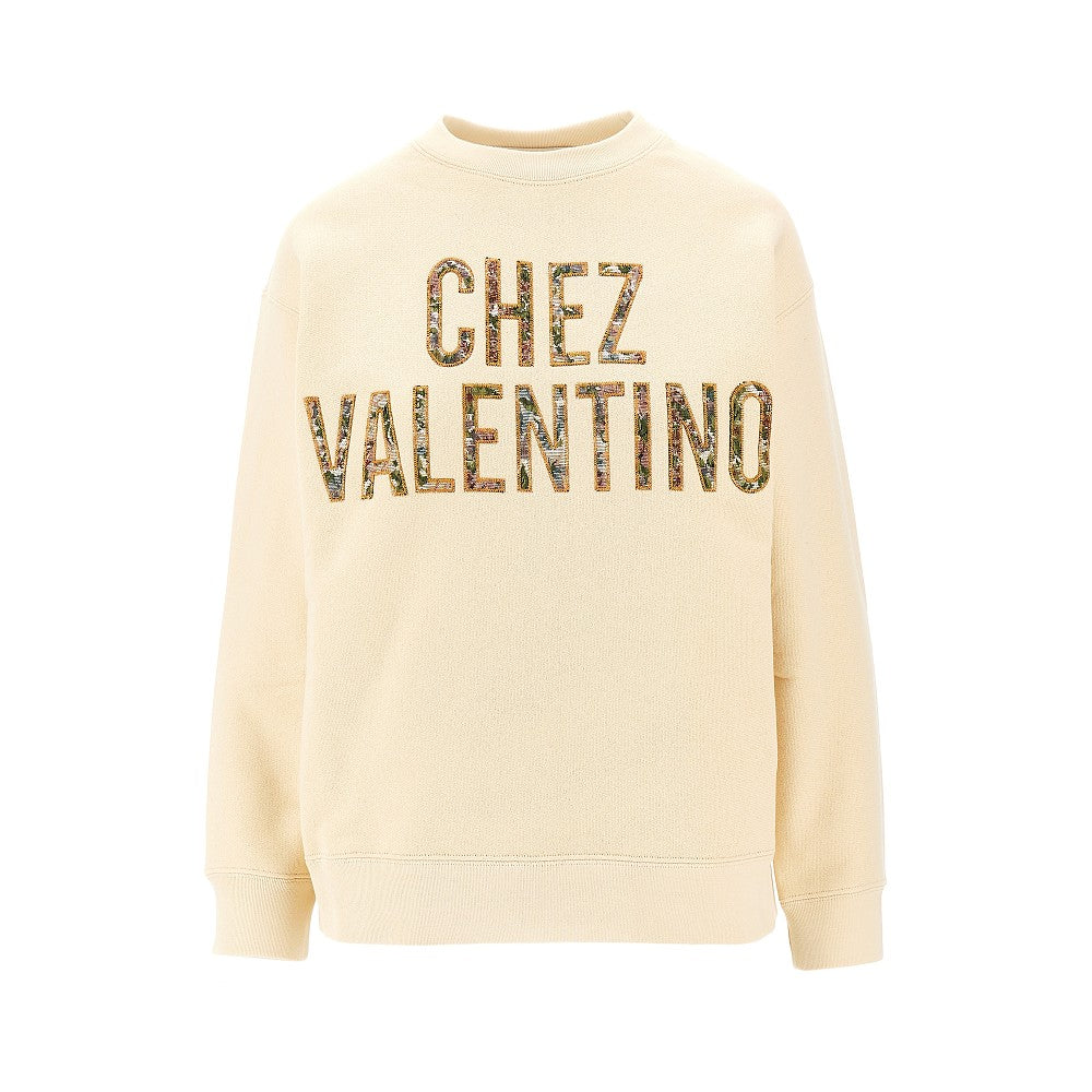 VALENTINO S chez valentino embroidery crewneck sweatshirt