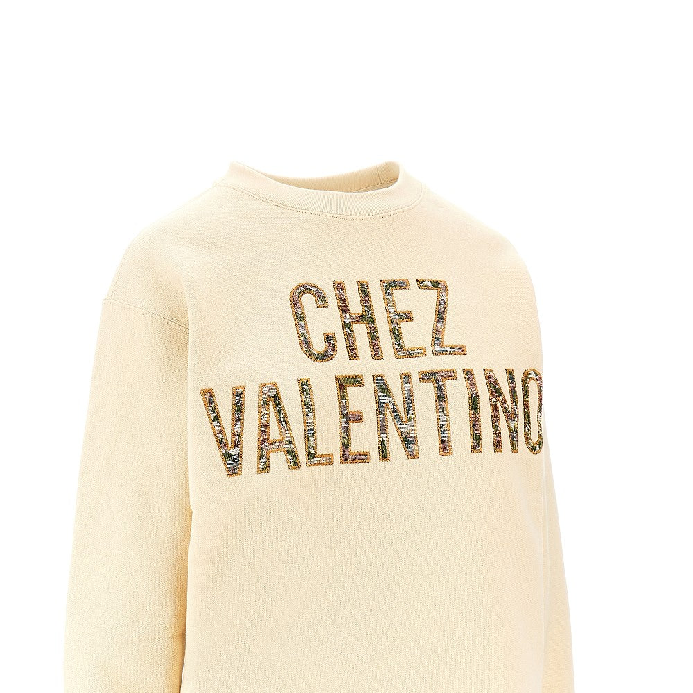 VALENTINO S chez valentino embroidery crewneck sweatshirt