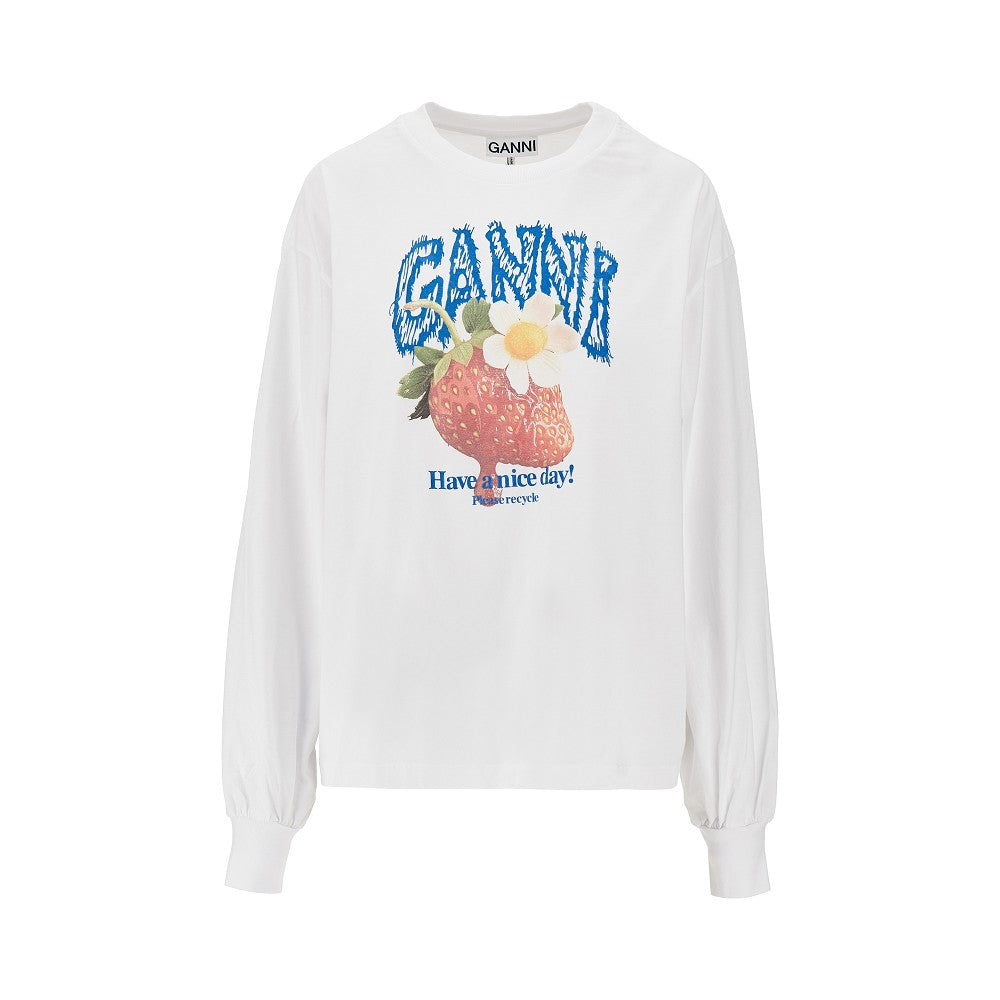 GANNI XS jersey t-shirt with strawberry print