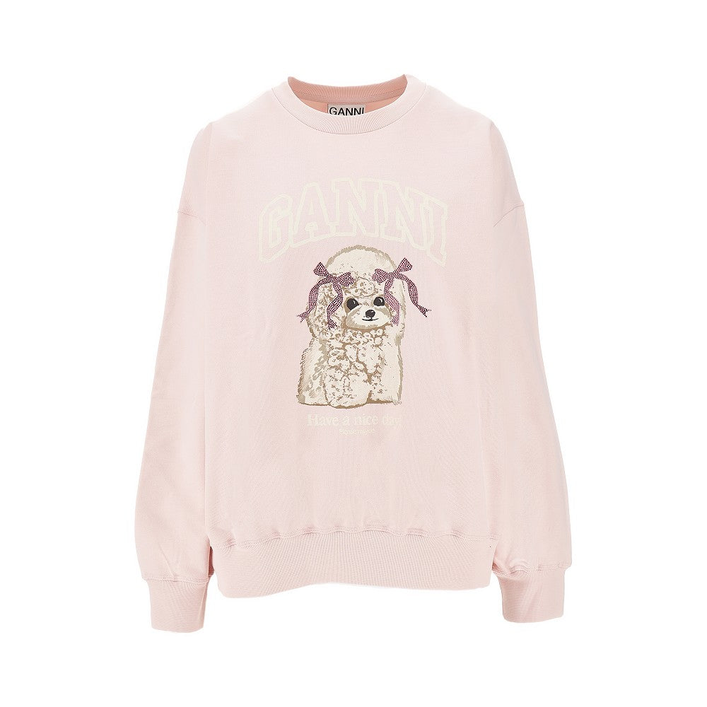 GANNI L poodle print crewneck sweatshirt