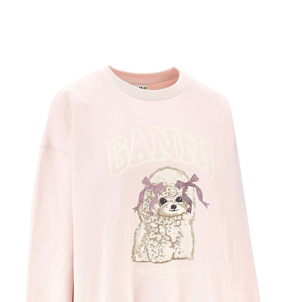 GANNI L poodle print crewneck sweatshirt