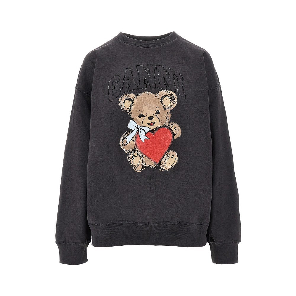 GANNI S bear print crewneck sweatshirt