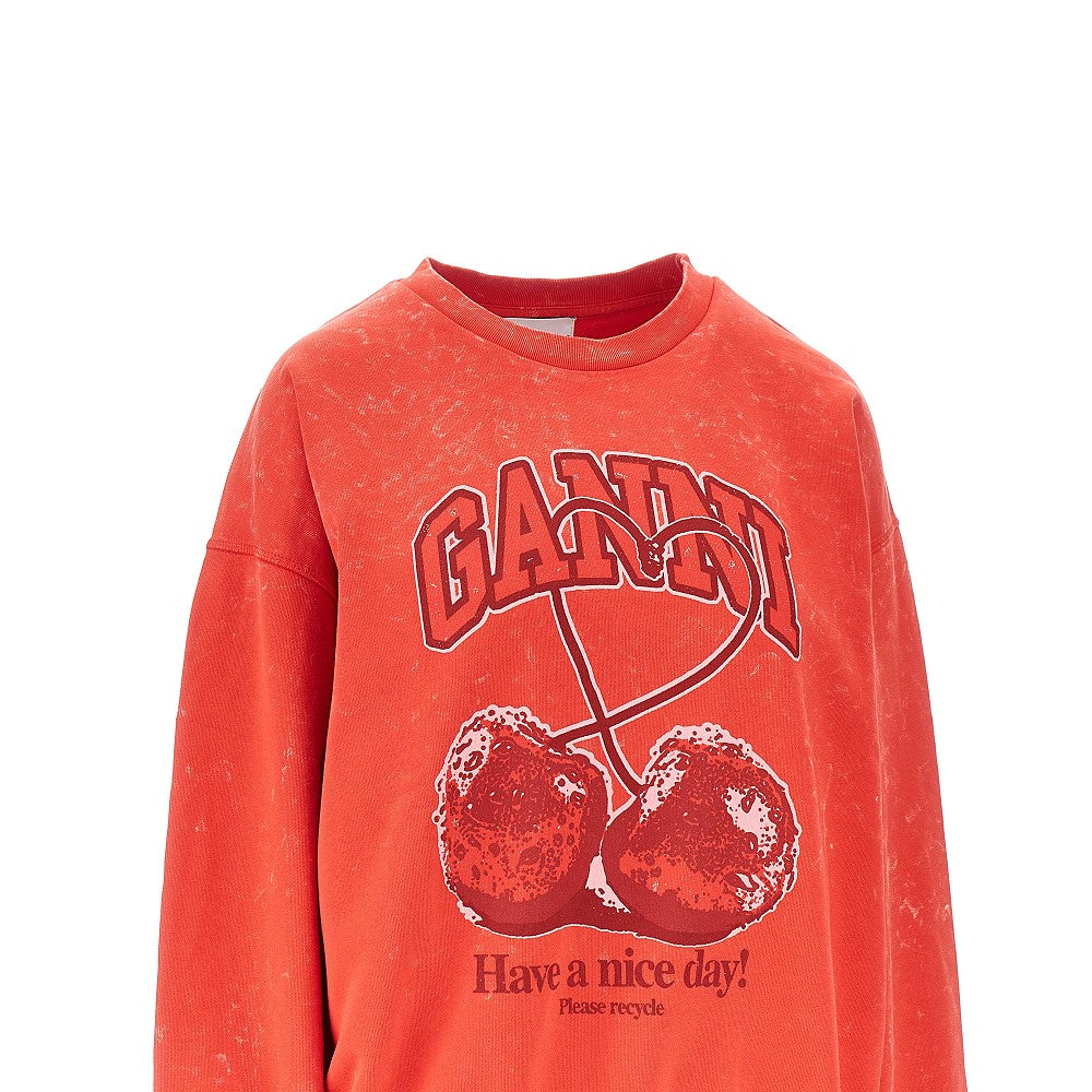 cotton sweatshirt with cherry print
