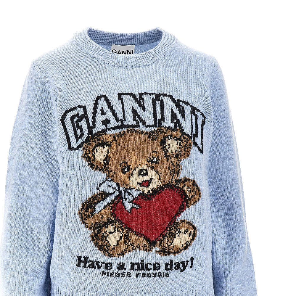 GANNI S tiger inlay wool blend sweater