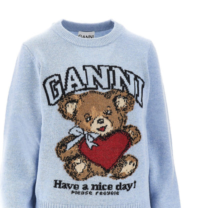 GANNI S tiger inlay wool blend sweater