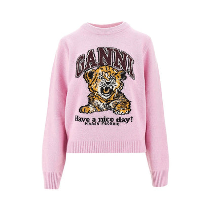 GANNI XS tiger inlay wool blend sweater
