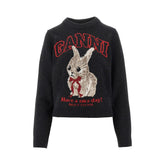 GANNI XS bunny intarsia wool blend sweater