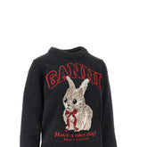 GANNI XS bunny intarsia wool blend sweater