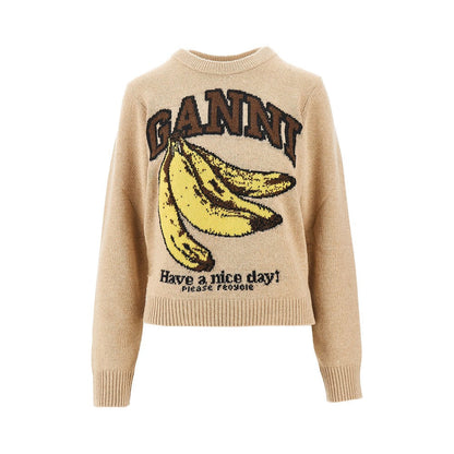 GANNI XS bananas intarsia wool-blend sweater