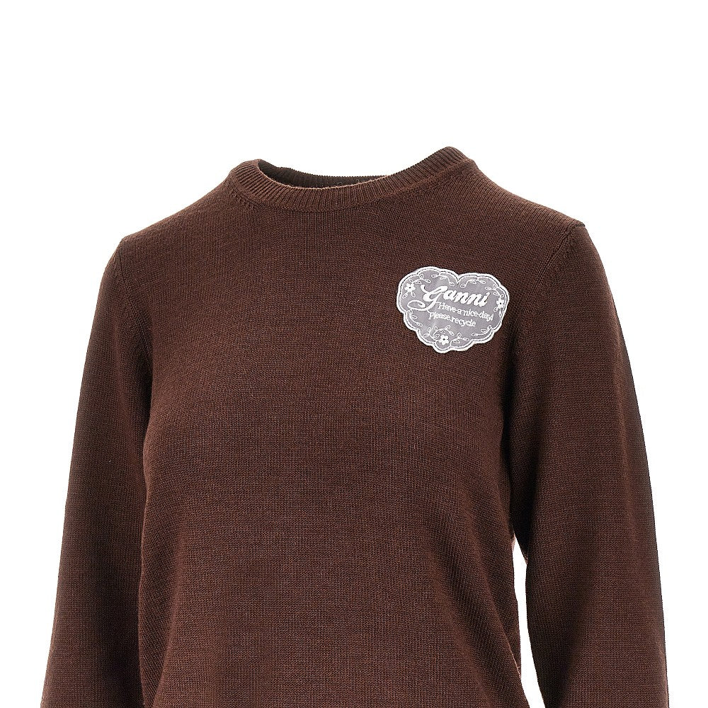 GANNI XS knitted sweater with lace logo