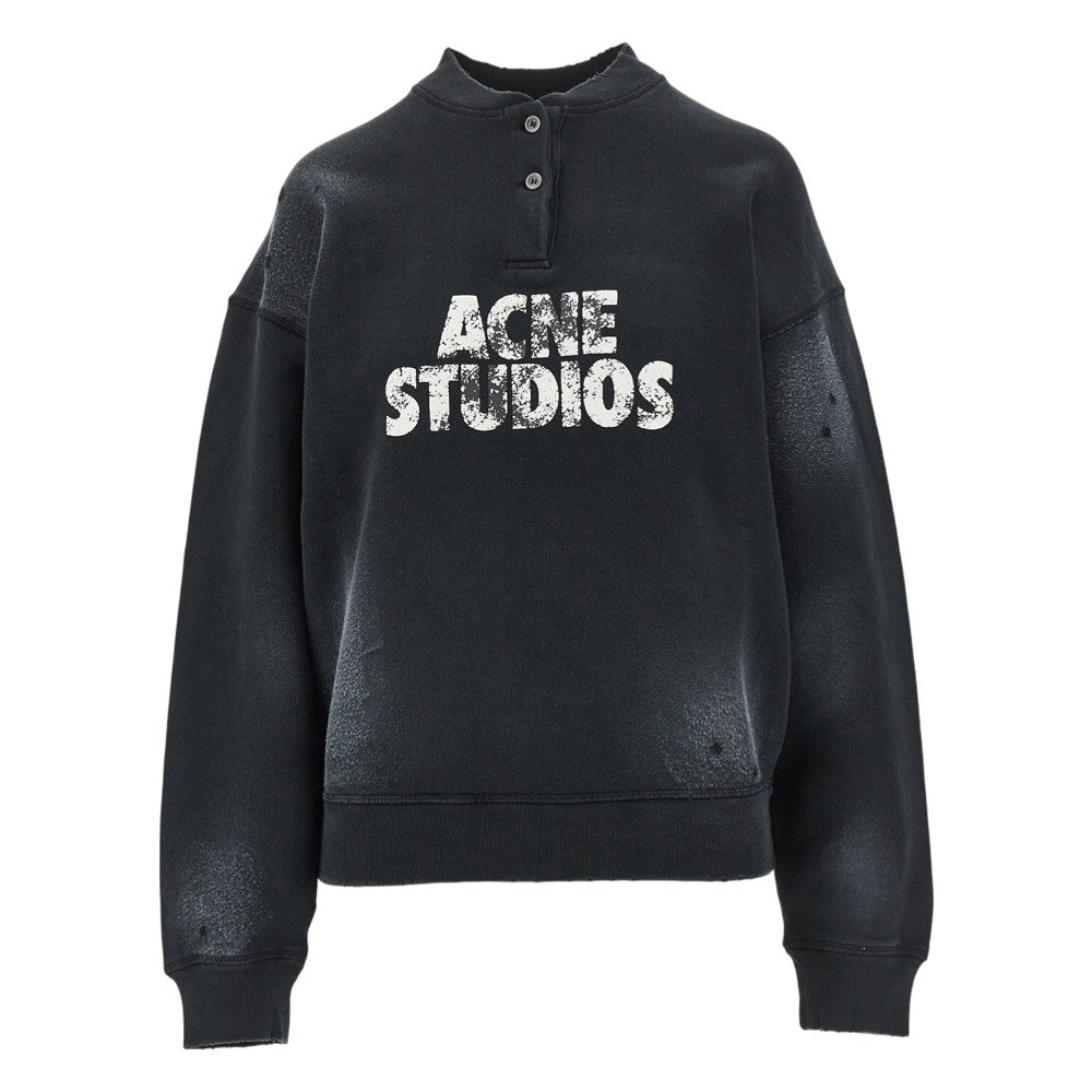 ACNE S logo print distressed french terry sweatshirt