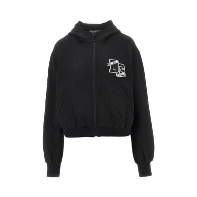 full-zip hoodie with logo patch