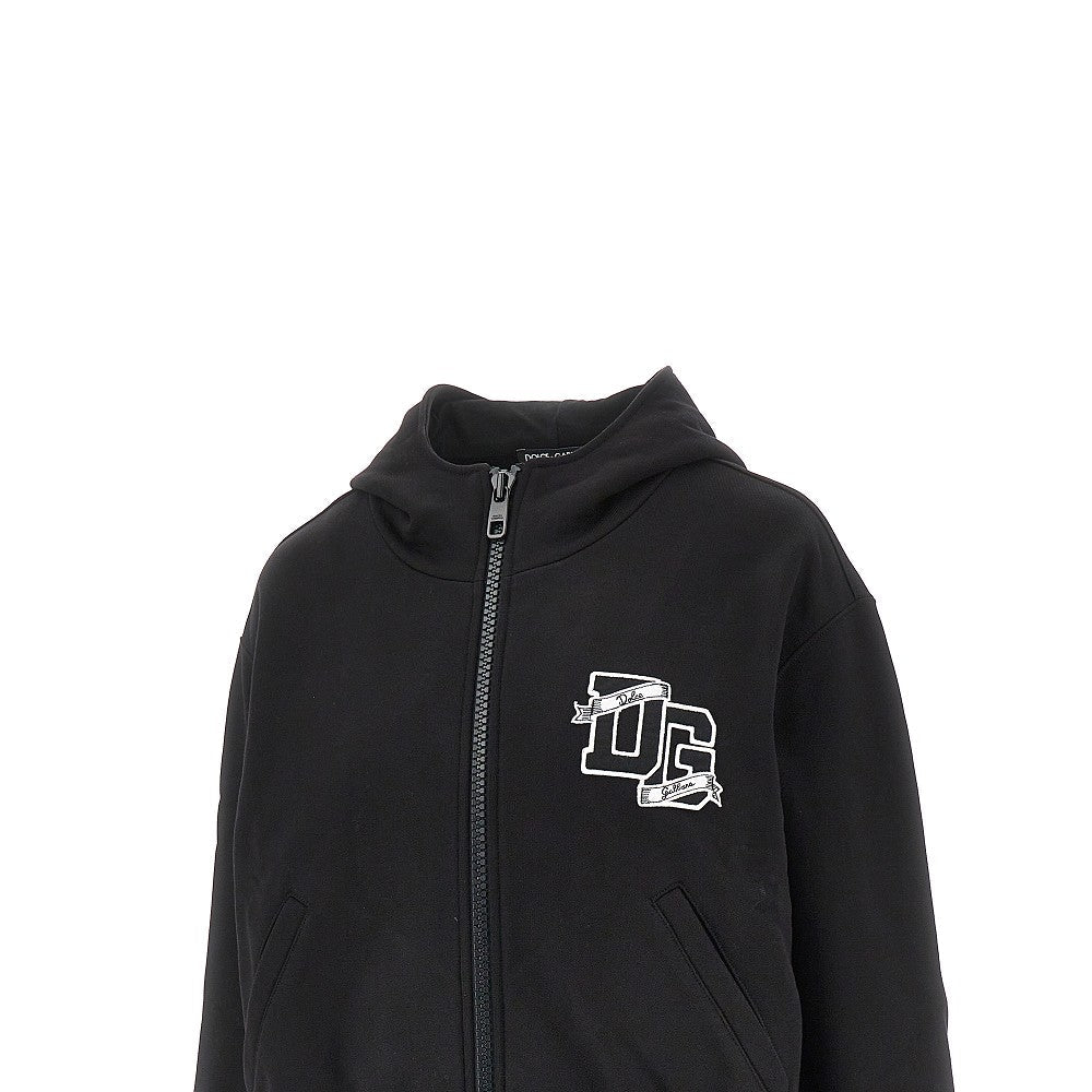 full-zip hoodie with logo patch