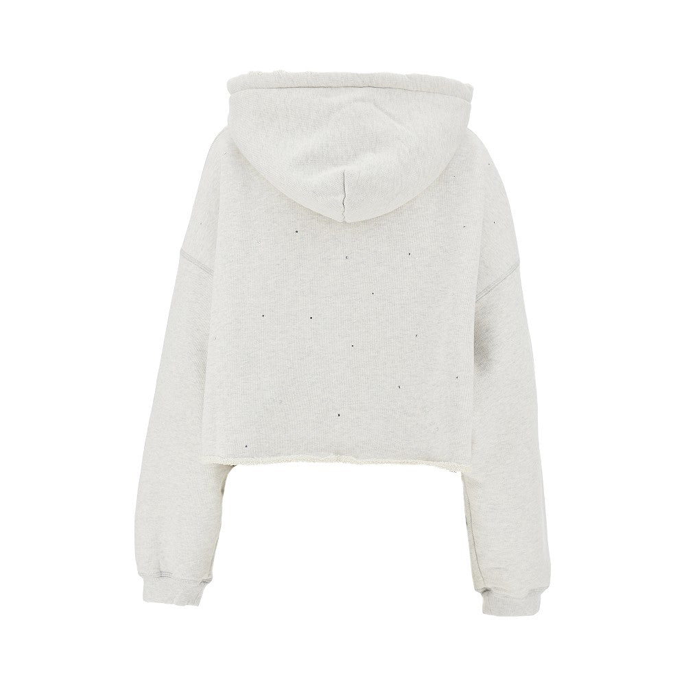 strass-embellished cropped hoodie